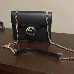 Gucci Black Icon GG Interlocking Small Crossbody Bag